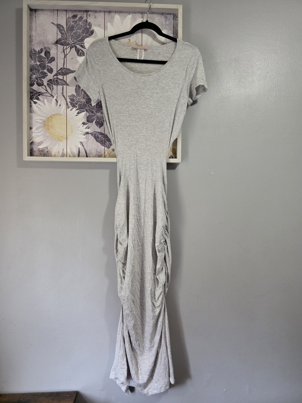 Backless Light Gray Ruched Side Maxi Dress - Women